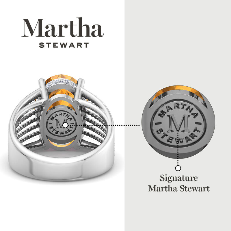 Martha Stewart 6 3/4ctw. Oval Citrine & Lab Grown Diamond Hidden Halo Ring In Sterling Silver image number null